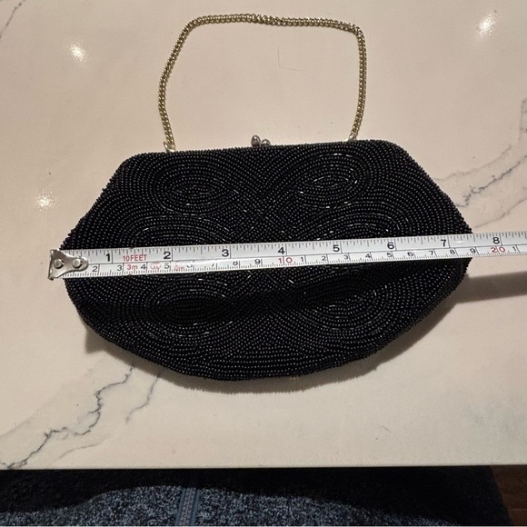 ARTEL MFG MONTREAL Elegant Black Beaded All Over Evening Mine Bag Clutch Chain - Picture 2 of 9